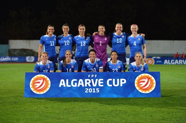 The starting XI debut the new away kits prior to the team's opening match at the 2015 Algarve Cup on March 4th vs. Norway. Photo courtesy of U.S. Soccer.